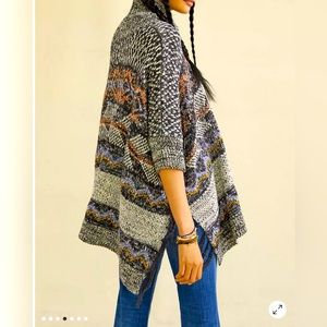 NWOT Anthropologie Pilcro Magda Knit Poncho Fringe Size XS/S Boho Festival $198